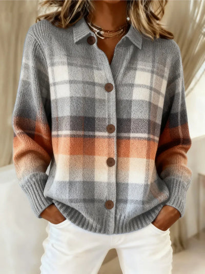 Mozalu™ | Sienna Knitted blouse with a plaid pattern