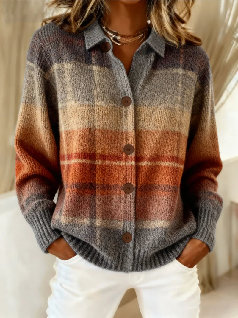 Mozalu™ | Sienna Knitted blouse with a plaid pattern